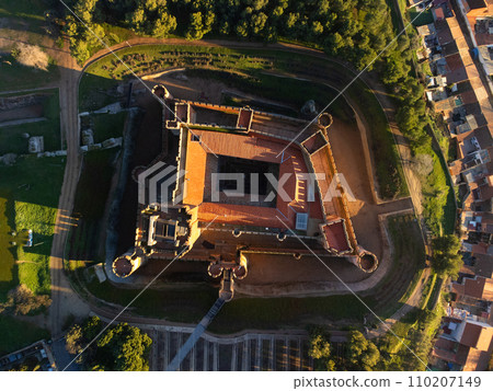 Aerial view of The medieval Castle of la Mota in Medina del Campo, Valladolid, Castilla y Leon 110207149