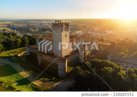 Aerial view of The medieval Castle of la Mota in Medina del Campo, Valladolid, Castilla y Leon Aerial view of The medieval Castle of la Mota in Medina del Campo, Valladolid, Castilla y Leon 110207151