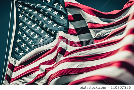 Dark Blue Toned USA Flag Background - Patriotic American Design 110207536