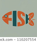 Creative Typography: The Word 'Fish' Shaped like a Playful Fish - Artistic Concept 110207554