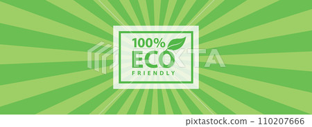 Green banner rays, eco friendly label, lines burst backgroud 110207666