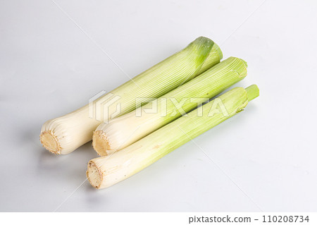 Raw natural ripe organic leek onion 110208734