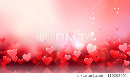 Valentine's Day banner - abstract background with red hearts - concept of love and tenderness. 110208901