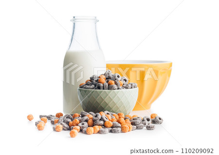 Sweet breakfast cereals isolated on white background. 110209092