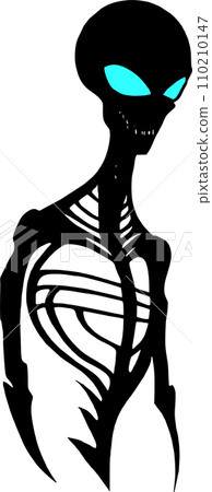 simple black outline drawing silhouette alien, logo, design 110210147