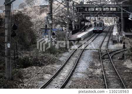 Obasute Station and stopped trains [Chikuma City] 110210563
