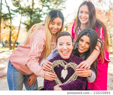 Inspire inclusion IWD2024, diversity with disability feminist group. Heart health hand symbol Inspire inclusion IWD2024, diversity with disability feminist group. Heart health hand symbol 110210893
