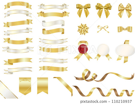 Stylish gold and white ribbon set 110210937