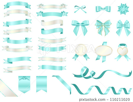 Stylish moss green and white ribbon set - Stock Illustration [110211020] -  PIXTA