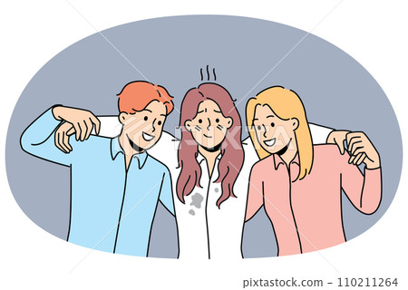 Supportive employees help carry failed female colleague Supportive employees help carry failed female colleague 110211264