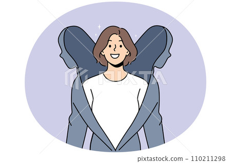 Smiling woman come from shell getting recovered Smiling woman come from shell getting recovered 110211298