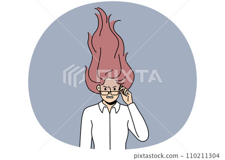 Furious woman with hair in flames Furious woman with hair in flames 110211304
