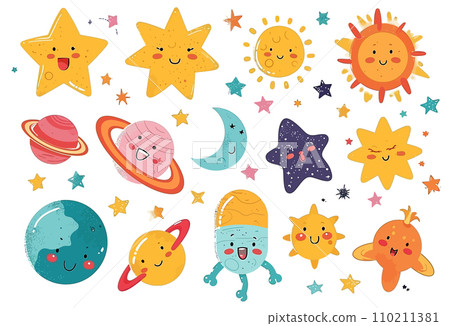 Space, stars, planets vector illustration set Space, stars, planets vector illustration set 110211381