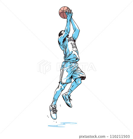 A basketball player making a slam dunk, vector illustration 110211503