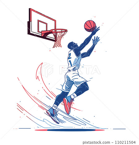 A basketball player making a slam dunk, vector illustration 110211504