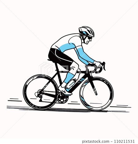 A cyclist riding through a bustling city square, vector illustration 110211531