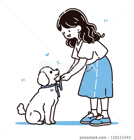A girl patiently teaching her pet dog new tricks, vector illustration A girl patiently teaching her pet dog new tricks, vector illustration 110211543