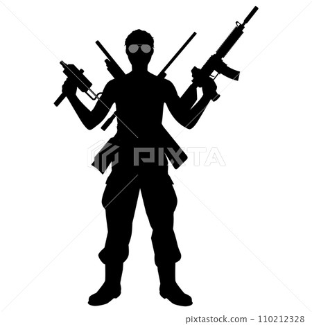 一個男人拿著槍 110212328