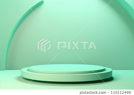 3D Glossy Product Display Green Podium Scene with Geometric Platform 110212499