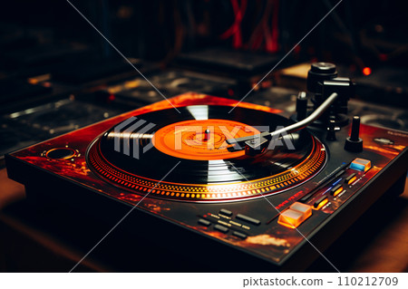 Record Spins on Vintage Turntable, Bringing Classic Vibes to Life 110212709
