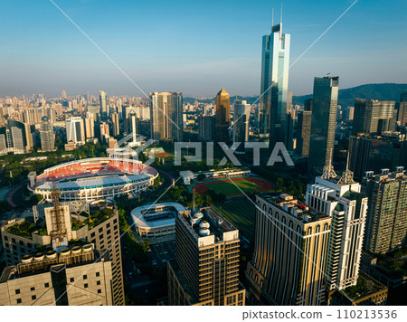 Aerial view of landscape in Guangzhou city, China 110213536