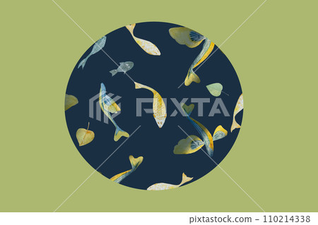 Watercolor hand drawn fishes banner Watercolor hand drawn fishes banner 110214338