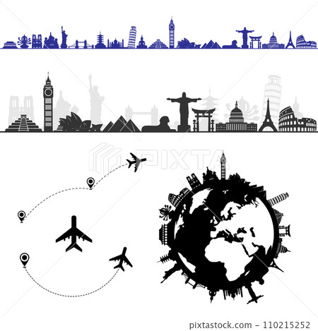 World sights in line and with circle 110215252