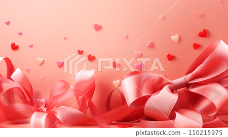 Cute ribbon heart-shaped gift Generative AI 110215975