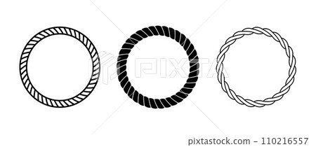 Rope frame set. Round cord border collection. Circle rope wreath loop pack. Chain, braid or plait border bundle. Circular design elements for decoration, banner, poster. Vector decoration frames Rope frame set. Round cord border collection. Circle rope wreath loop pack. Chain, braid or plait border bundle. Circular design elements for decoration, banner, poster. Vector decoration frames 110216557