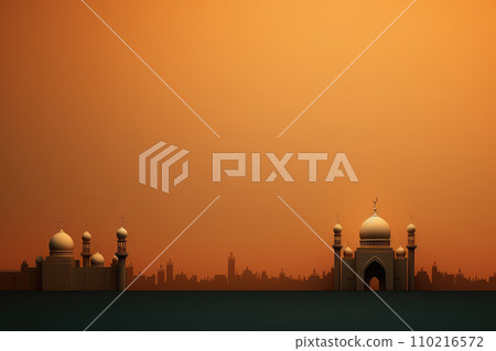Arabic Ramadan lantern with burning candle background , generative ai Arabic Ramadan lantern with burning candle background , generative ai 110216572