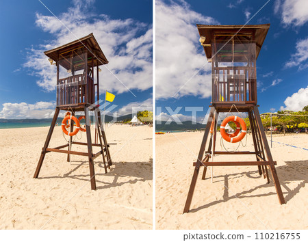 Set of Lifeguard towers on the beach on China 110216755