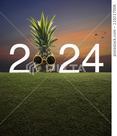 Happy new year 2024 summer holiday concept Happy new year 2024 summer holiday concept 110217006