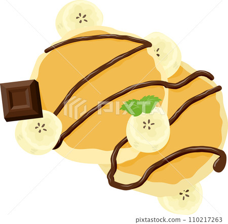 可愛又美味的香蕉巧克力煎餅圖標 110217263