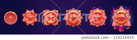 Round badge with star for game level rank ui. 110218438