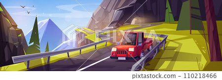 Auto driving curvy mountain road Auto driving curvy mountain road 110218466