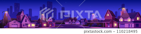 Suburban landscape at night Suburban landscape at night 110218495