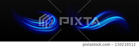 Blue light waved neon elements with swoosh effect Blue light waved neon elements with swoosh effect 110218512