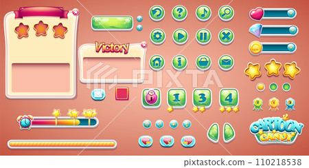 Set buttons, boosters and other of computer game Cartoon Candy 110218538