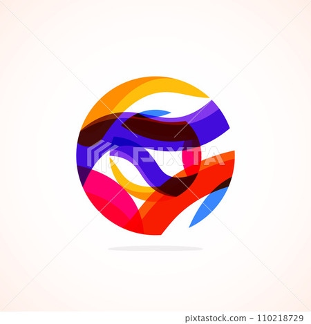Abstract circle logo - minimalist emblem, timeless and universal shape of circle. Unique logo represent range of brands and concepts, encapsulating simplicity and creativity in single, iconic image 110218729