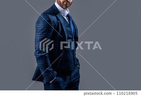 boss in formalwear isolated on grey background with copy space. boss wearing formalwear 110218905