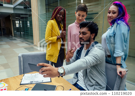 multiracial business group working at modern office 110219020