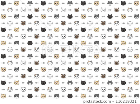 Continuous cat face illustration pattern (seamless) Continuous cat face illustration pattern (seamless) 110219321