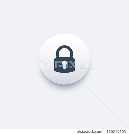 Padlock icon, security sign, lock with keyhole. Stock vector illustration isolated on white background. 110219503