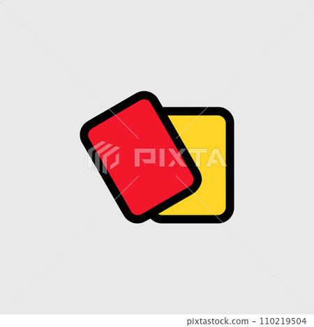 Red and yellow football soccer referee cards. competition game judge. Stock vector illustration isolated on white background. 110219504