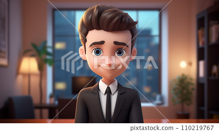卡通穿着西装的帅气男孩插画 卡通穿着西装的帅气男孩插画 110219767