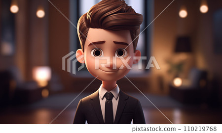卡通穿着西装的帅气男孩插画 卡通穿着西装的帅气男孩插画 110219768