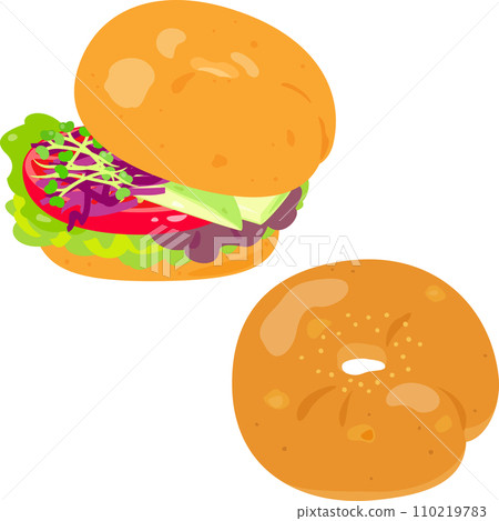 貝果三明治配蔬菜 110219783