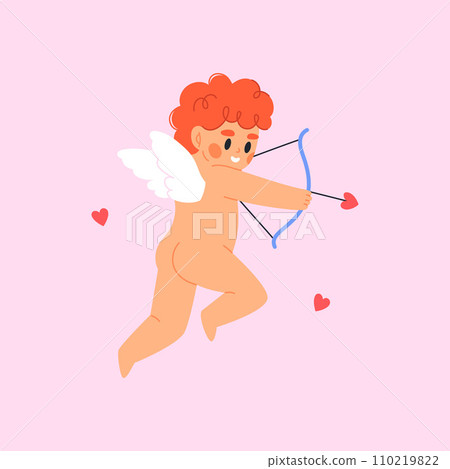 Cute cartoon cupid with bow and arrow Cute cartoon cupid with bow and arrow 110219822