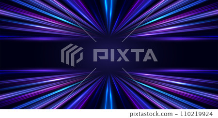 Abstract glowing lines with lighting effect on dark background. Motion speed light lines. Futuristic dynamic movement concept. Pattern for banner or poster design background.Vector eps10. Abstract glowing lines with lighting effect on dark background. Motion speed light lines. Futuristic dynamic movement concept. Pattern for banner or poster design background.Vector eps10. 110219924