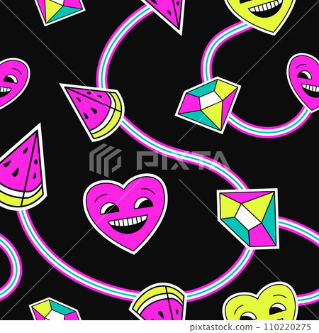 Modern bright print, watermelon and heart smile 110220275